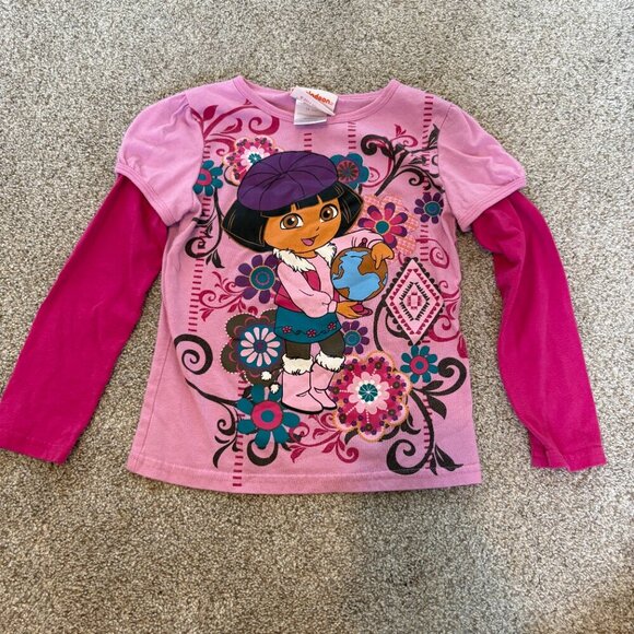 Dora the Explorer Y2K 2000s Long Sleeved Tee by Nickelodeon Size 6 Girls Pink - Picture 2 of 8